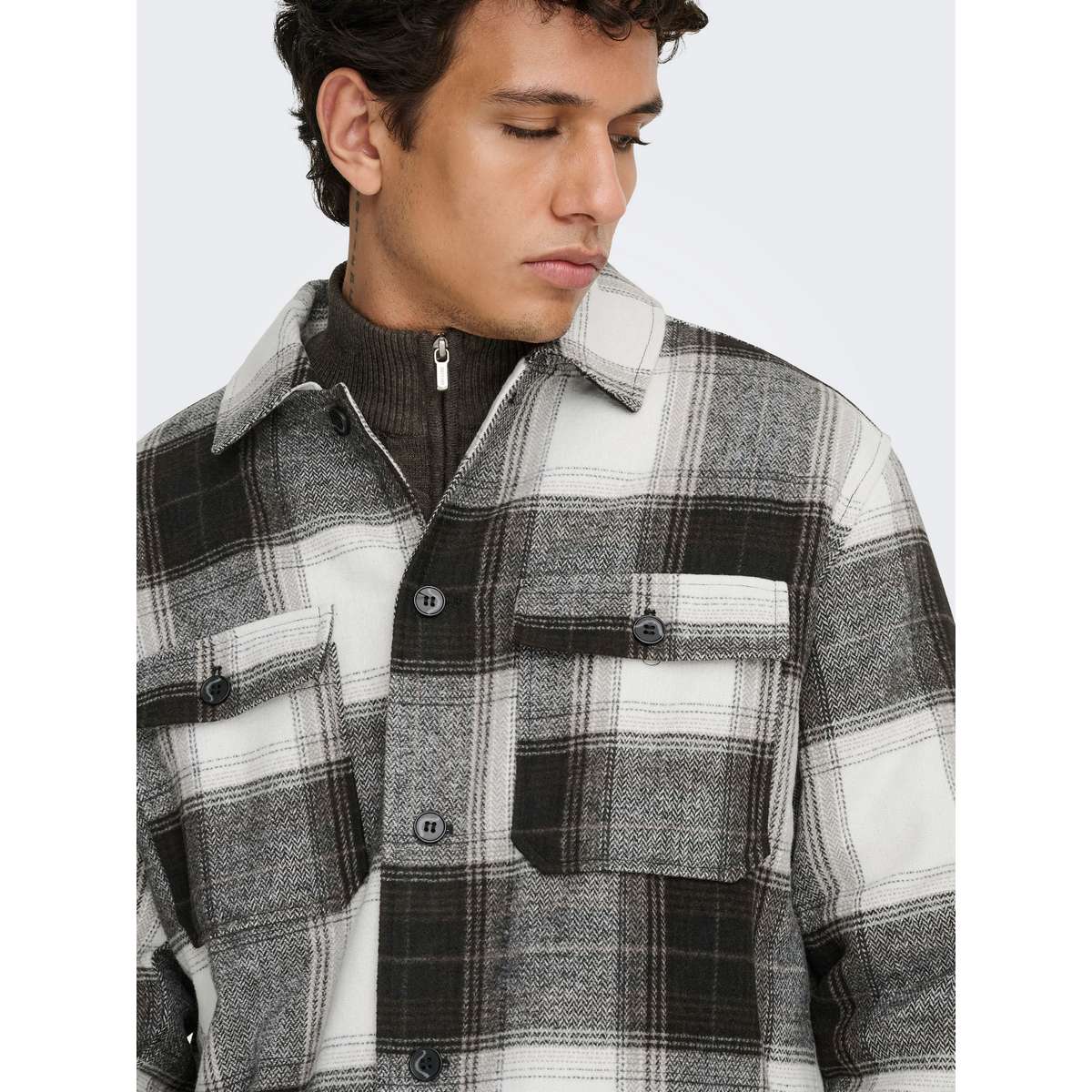 ONLY & SONS MENS REGULAR FIT ZACK OVERSHIRT POLYESTER 22036110-4905323 black